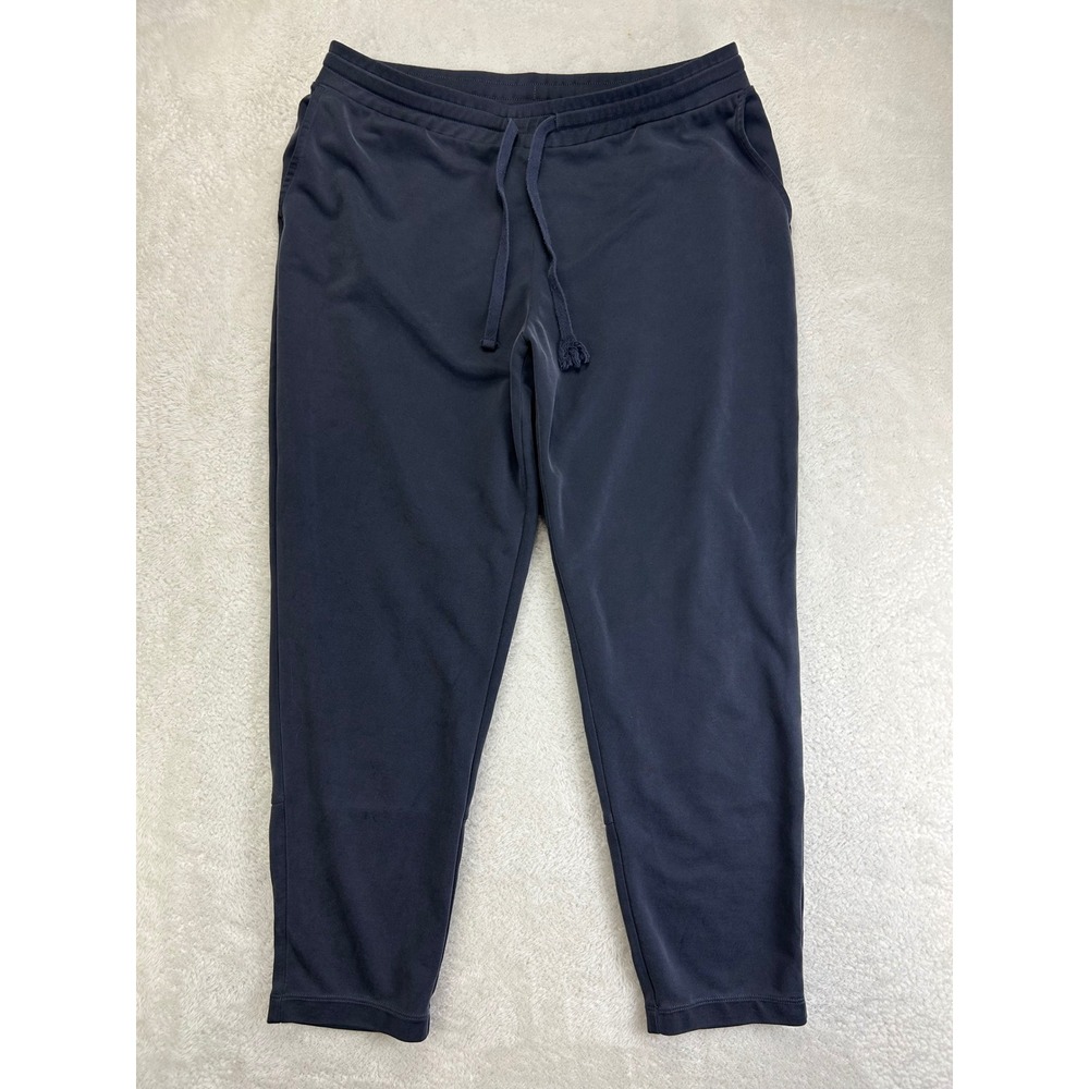 Pure Jill Sand-Washed Knit KPT250692 Womens L Petite Navy Blue Cropped Pants